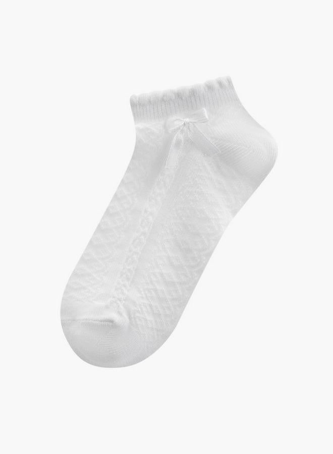 LBL by Shoexpress Textured School Ankle Length Socks With Scallop Hem And Bow - Set Of 5 - Image 2