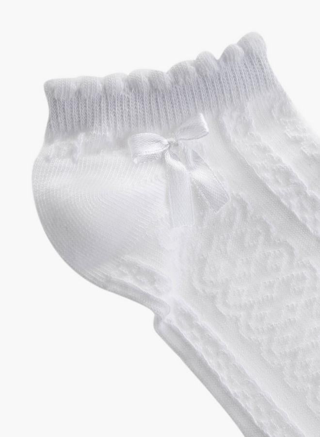 LBL by Shoexpress Textured School Ankle Length Socks With Scallop Hem And Bow - Set Of 5 - Image 3