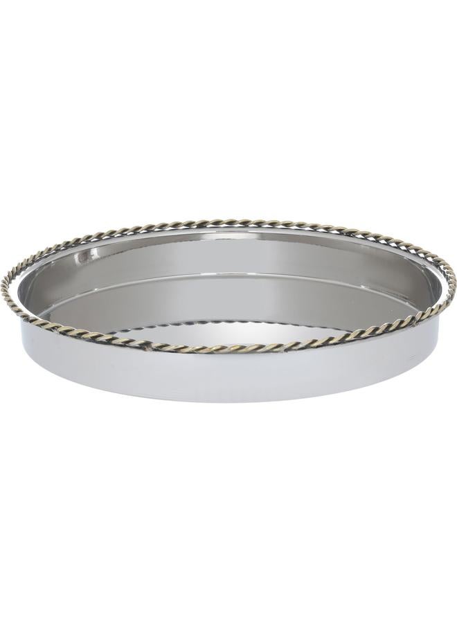 السيف  طبق تقديم من الفولاذ دائري فضي