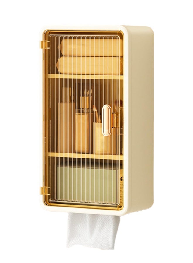 FLYROAD Tissue Holders for Bathrooms,Wall Tissue Paper Box Storage Cabinet - Waterproof Shelf Storage Organizer for Shower Sponge Scrubber Toiletries Wet Wipes Makeup - Image 1