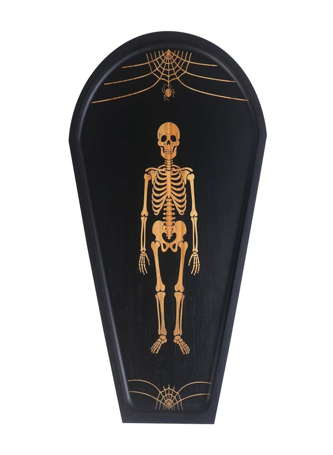 NAYODEUS Halloween Coffin Feature Board, Party Table Center Decoration, Gothic Coffin Tray and Carved Skeleton - Coffin Banquet Plate Engraved Skeleton, Essential Halloween Party Decoration Accessories. - Image 1