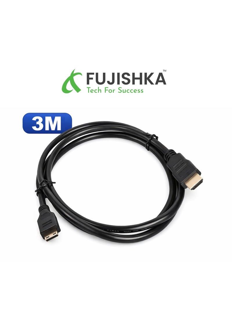فوجيشكا كابل Mini HDMI إلى HDMI بطول 3 متر – ذكر إلى ذكر – يدعم دقة 4K UHD ونقل صوت وصورة عالي السرعة - Image 1