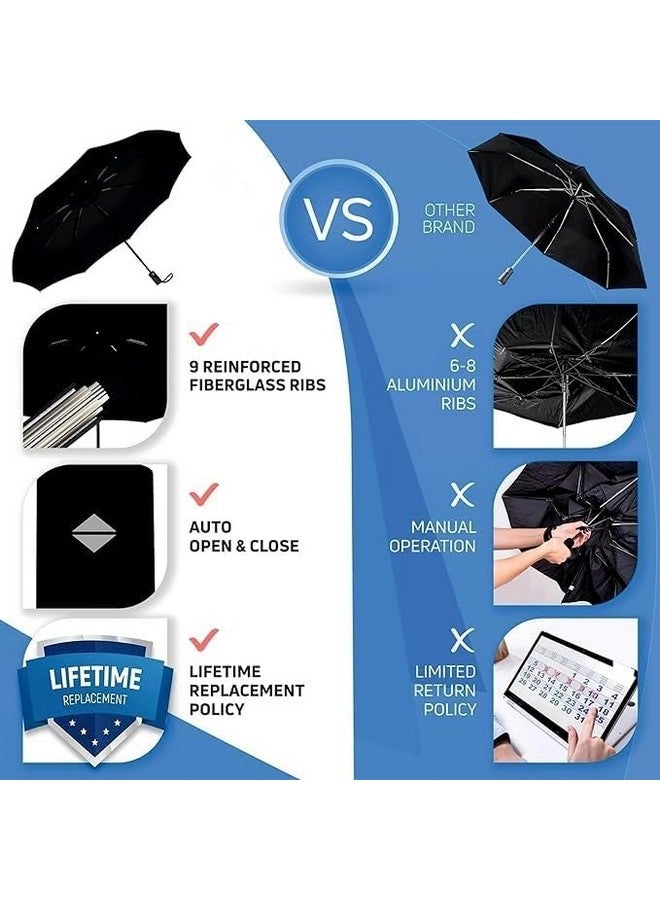 Brand Conquer Umbrella Automatic Open Travel Umbrella with Wind Vent,Umbrella big size for men, Umbrella for girls, Umbrellas for rain,Windproof Umberalla Large for Man,Women (Black) - Image 2
