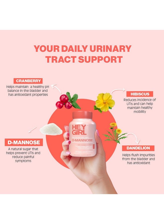 HEY GIRL NUTRITION D Mannose Capsules - Fast-Acting UTI Supplement - Cleanse & Flush Impurities - with Natural D-Mannose Powder, Cranberry, Hibiscus & Dandelion - Alternative to Cranberry for Women, 60 Capsules - Image 5