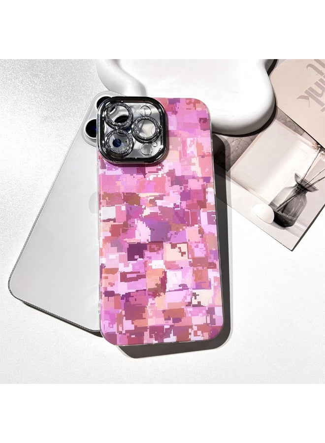 NIBEMINENT Simple Pink Pixel Camouflage Protective TPU Case Cover For iPhone 15 Plus Clear - Image 1