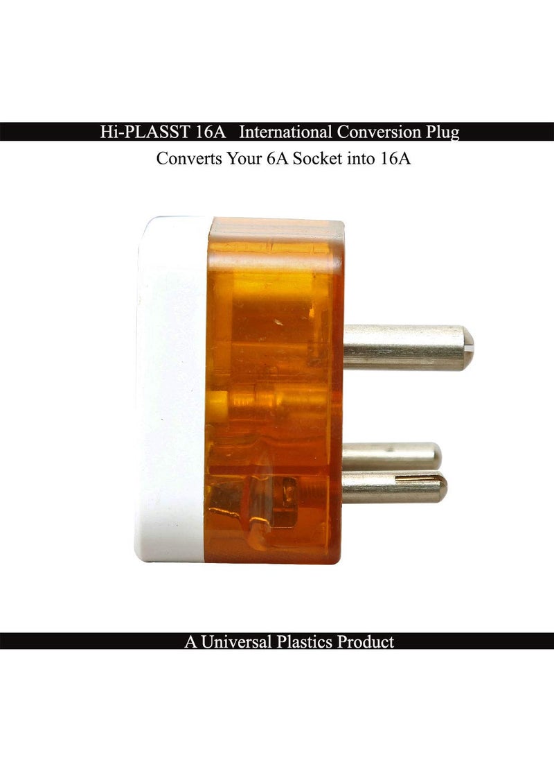 HI PLASST PINS N PLUGS HiPlasst 2pcs 6amp to 16amp Socket Big Size Converter Plug Pack of 2 for Regular Home Socket for Indian International Plugs 15amp  - Image 4