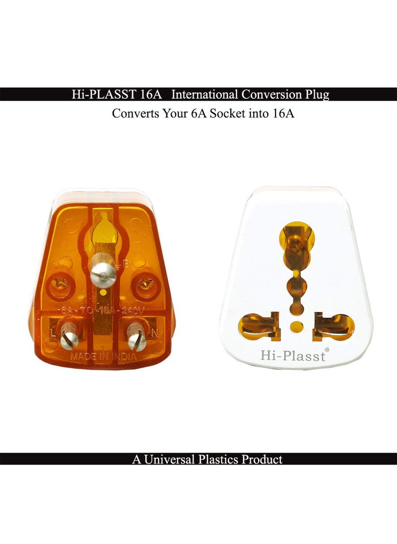 HI PLASST PINS N PLUGS HiPlasst 2pcs 6amp to 16amp Socket Big Size Converter Plug Pack of 2 for Regular Home Socket for Indian International Plugs 15amp  - Image 3