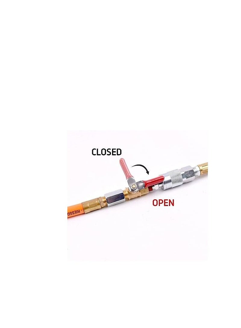 AQSON مفتاح إيقاف تشغيل صمام الكرة النحاسي لضاغط الهواء شديد التحمل مقاس 1/4 بوصة، وصلة أنابيب بخيوط NPT ذكر وأنثى مقاس 1/4 بوصة - Image 3