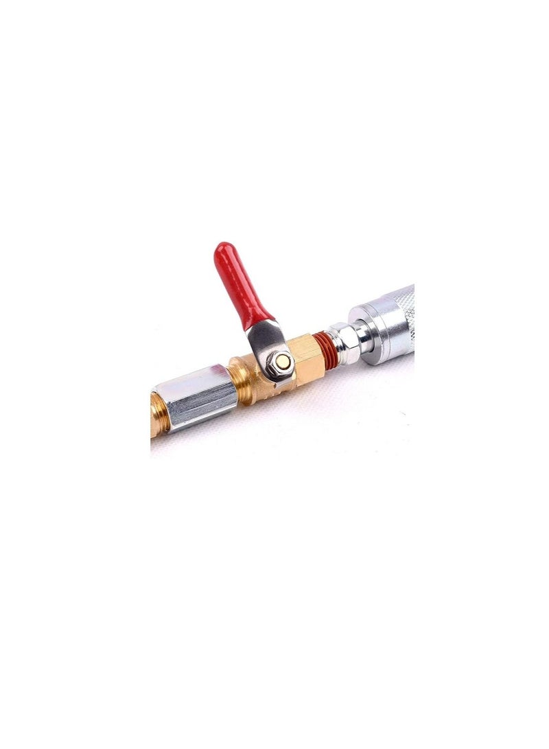 AQSON مفتاح إيقاف تشغيل صمام الكرة النحاسي لضاغط الهواء شديد التحمل مقاس 1/4 بوصة، وصلة أنابيب بخيوط NPT ذكر وأنثى مقاس 1/4 بوصة - Image 5