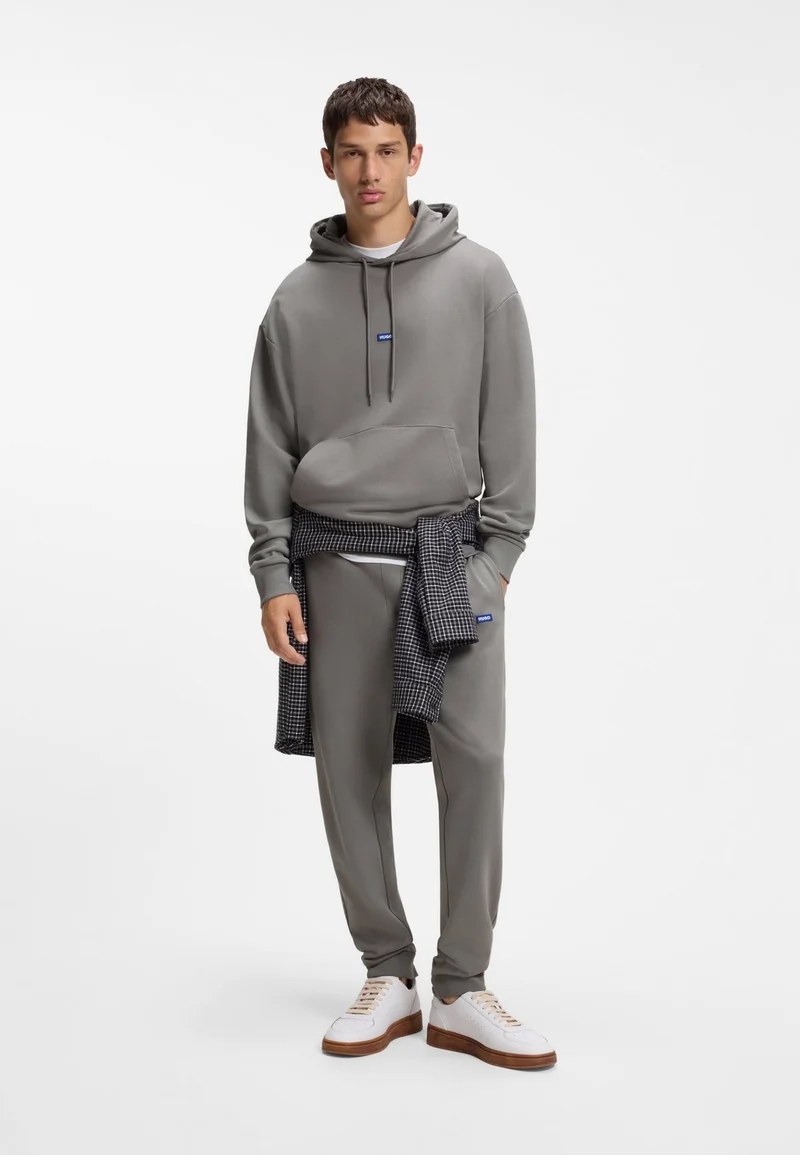 HUGO Cotton-terry hoodie with logo badge