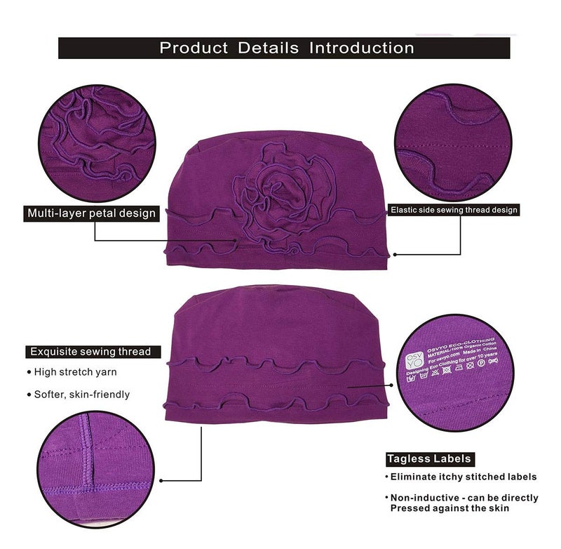 osvyo Chemo Headwear Turban Cap for Women - Cancer Beanie Hair Loss Sealed Packaging Dark Grey - Image 3