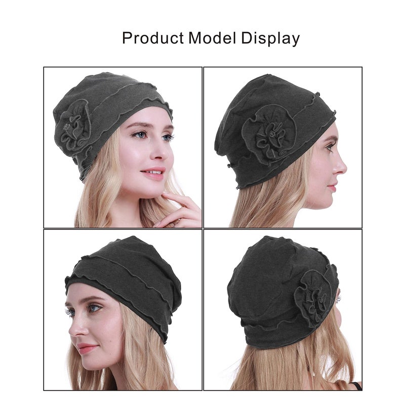 osvyo Chemo Headwear Turban Cap for Women - Cancer Beanie Hair Loss Sealed Packaging Dark Grey - Image 2