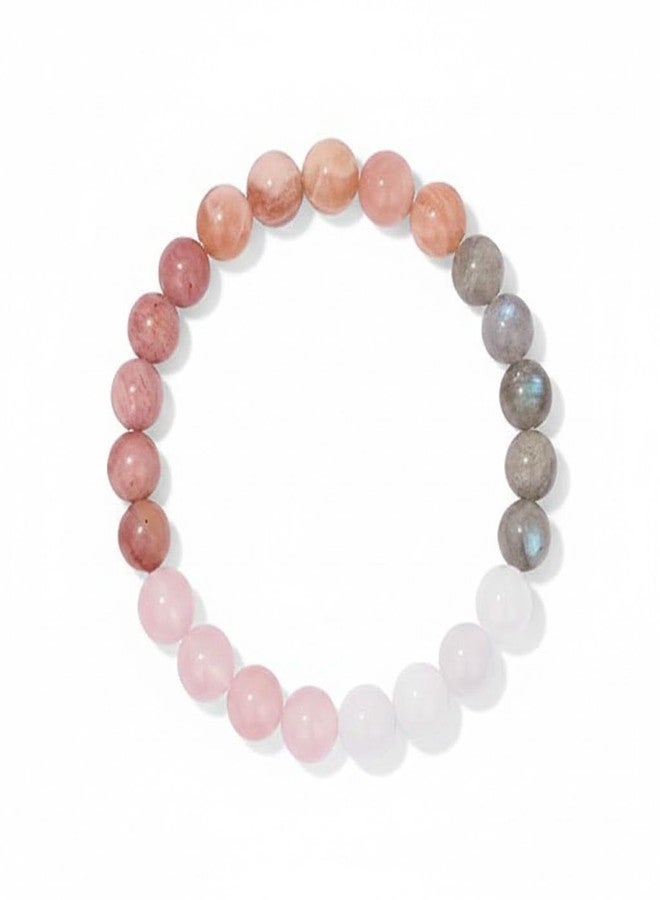 Sukhad Rose Quartz, Strawberry Quartz & Labradorite Bracelet for Women | Natural Healing Crystal Beaded Stretch Bracelet | Love, Emotional Healing & Protection | 8mm Gemstone Jewelry - Image 1