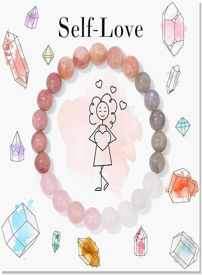 Sukhad Rose Quartz, Strawberry Quartz & Labradorite Bracelet for Women | Natural Healing Crystal Beaded Stretch Bracelet | Love, Emotional Healing & Protection | 8mm Gemstone Jewelry - Image 3