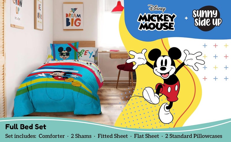 Sunny Side Up Disney Mickey Mouse Full Comforter Set - 7 Piece Kids Bedding Includes Comforter, Sheets & Pillow Cover - Super Soft Microfiber Bed Set - Image 2