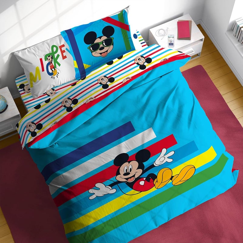 Sunny Side Up Disney Mickey Mouse Full Comforter Set - 7 Piece Kids Bedding Includes Comforter, Sheets & Pillow Cover - Super Soft Microfiber Bed Set - Image 1