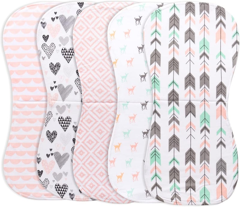 Little tots Burp Cloths 100% Cotton Baby Burp Set, Absorbent & Soft Burping Cloth Newborn Towel for Newborns & Babies Boys & Girls Unisex 5 Pack (Full of Love) - Image 4