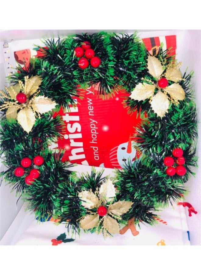 Generic Brand إكليل عيد الميلاد الفاخر مع زهور حمراء لامعة لتزيين المنزل في حفل رأس السنة الجديدة، مقاس صغير 20 سم - Image 2