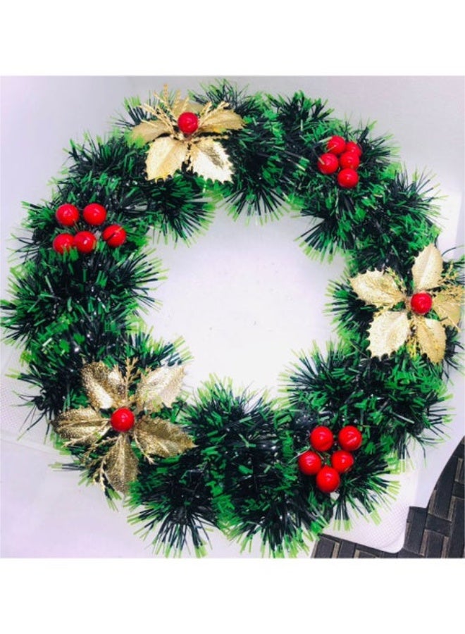 Generic Brand إكليل عيد الميلاد الفاخر مع زهور حمراء لامعة لتزيين المنزل في حفل رأس السنة الجديدة، مقاس صغير 20 سم - Image 1