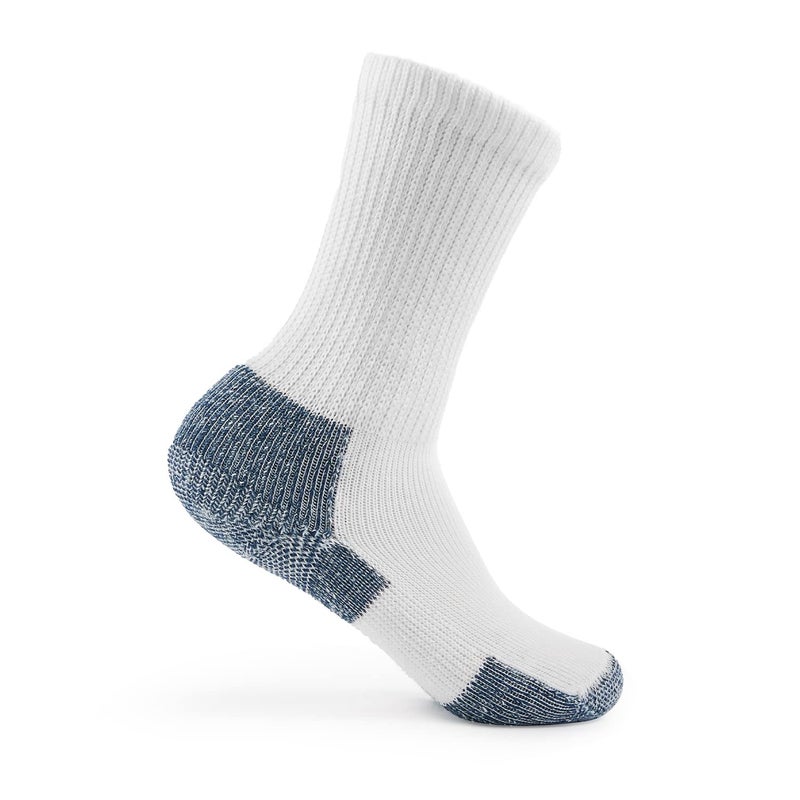 Thorlos Mens Xj Max Cushion Crew Running Socks, White/Navy (3 Pairs), Large US - Image 4