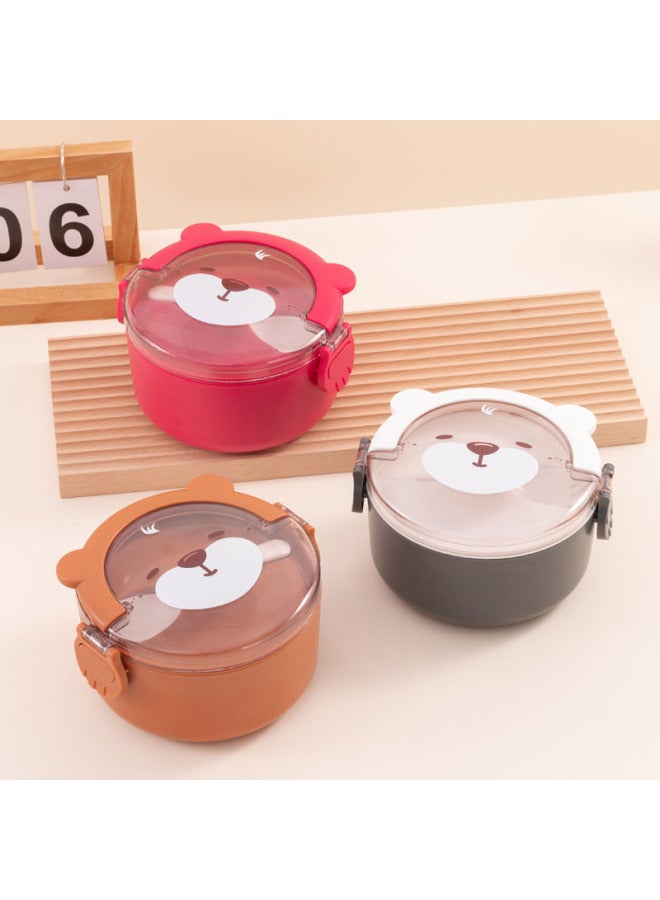 Cartoon Bear Multi-layer Portable Lunch Box Parion Office Worker Bento Box Style Student Lunch Box Large Capacity With Spoon