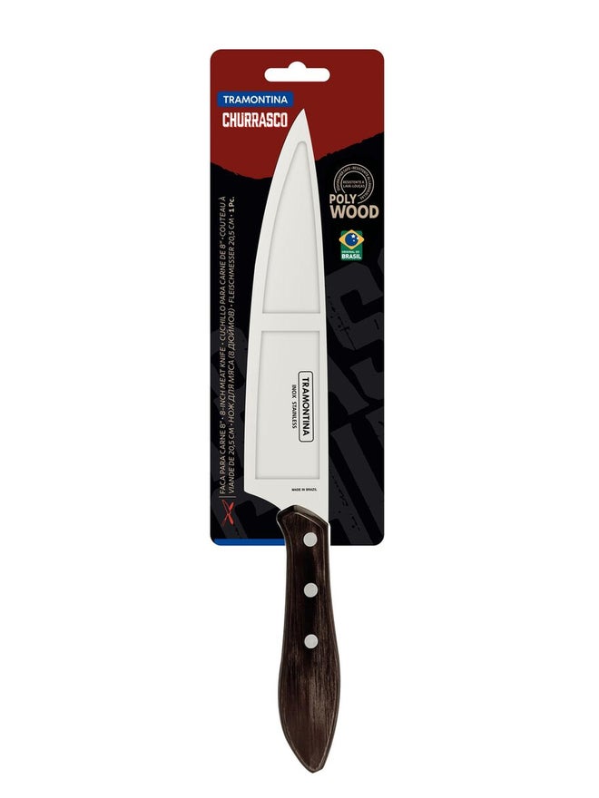 TRAMONTINA Meat Knife with Stainless-Steel Blade and Treated Brown Polywood Handle 8inches - Image 4