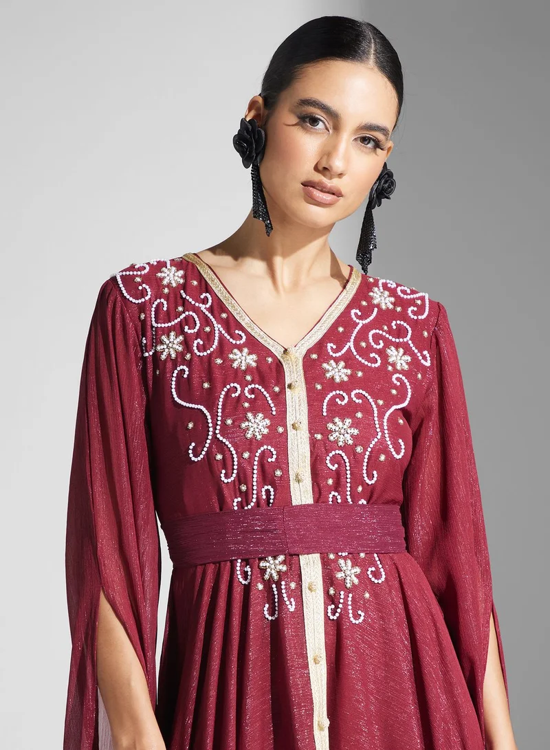 hayas closet Embroidered Maxi Dress