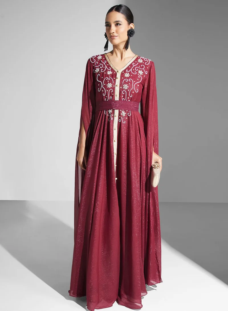 hayas closet Embroidered Maxi Dress