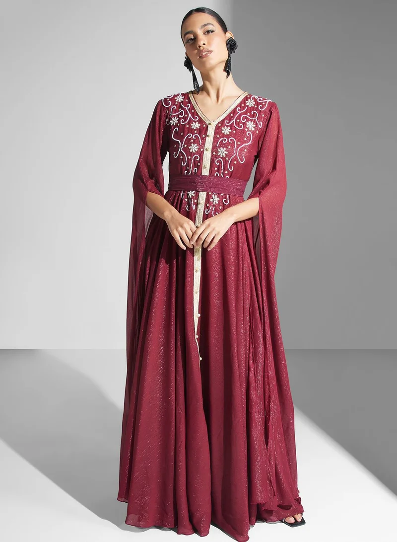 hayas closet Embroidered Maxi Dress