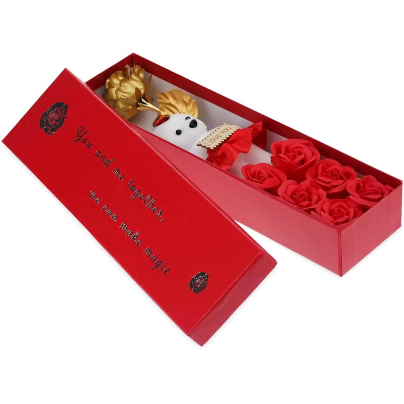 Generic Valentine Gift for Girlfriend Boyfriend Husband Wife Romantic Girls Boys Love Couple Men Women Birthday Special Wedding Anniversary - Artificial Rose Flower with Teddy Gift Box Free Keychain  - Image 2