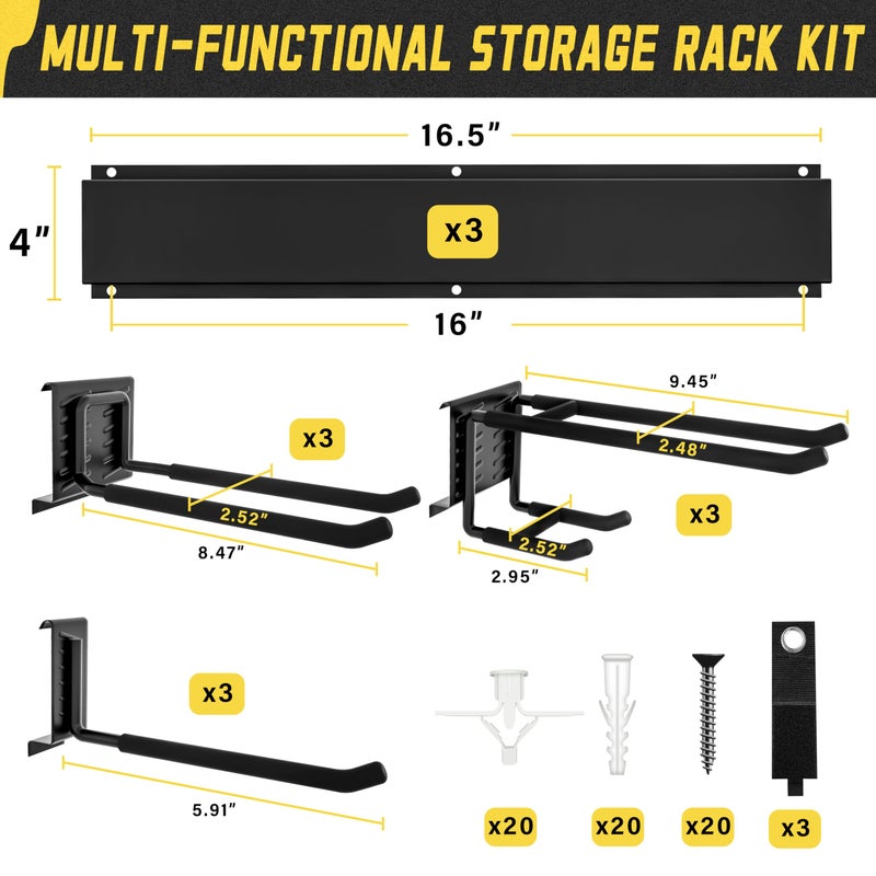 klasit Garage Wall Organizer,15Pack Carries 675 lbs,Garden Tool Organizer 48in With Large Storage Space,Easy Assembly, Sturdy Design,for Efficient Tool Storage Garage Organization - Image 4