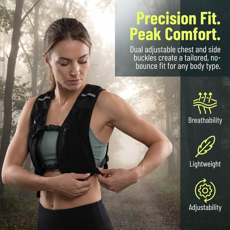 FONCBIEN Running Hydration Vest for Men Women, Unisex Lightweight Trail Running Backpack with Water Bottle, Adjustable Reflective Vest for Outdoor Sports - Image 4