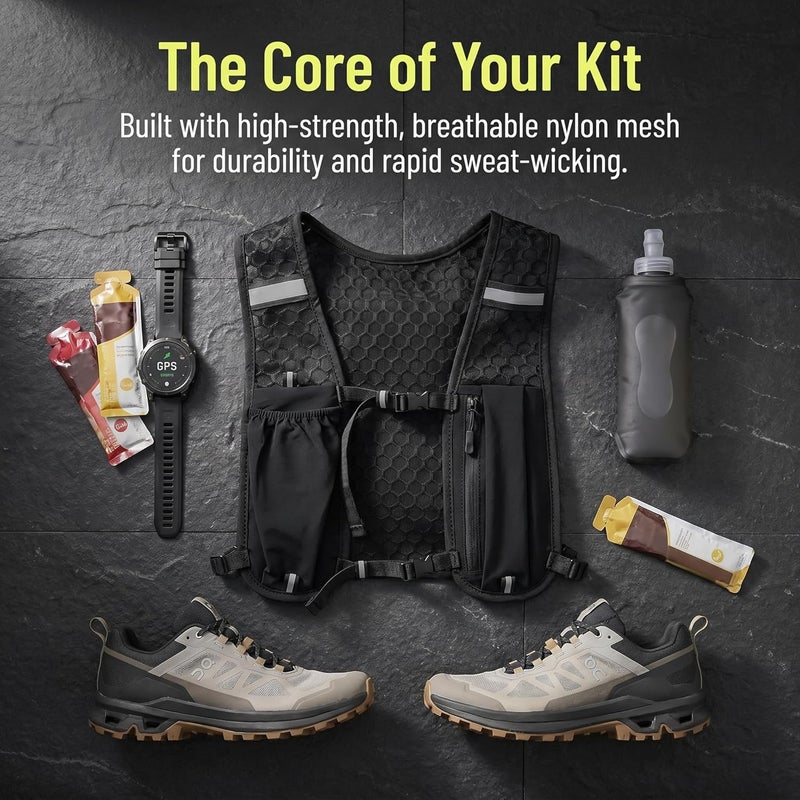 FONCBIEN Running Hydration Vest for Men Women, Unisex Lightweight Trail Running Backpack with Water Bottle, Adjustable Reflective Vest for Outdoor Sports - Image 3