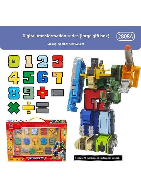 Dino Transformer Letters ABCD Building Blocks Toy Number/Operator Deformation (2808A)