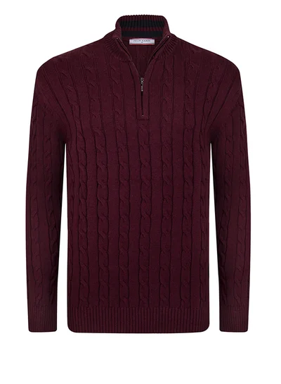 FELIX HARDY Cable Knit Half Zipper Pullover