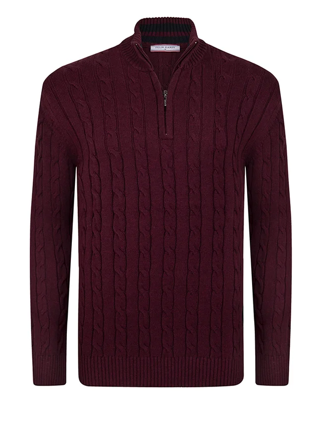 FELIX HARDY Cable Knit Half Zipper Pullover
