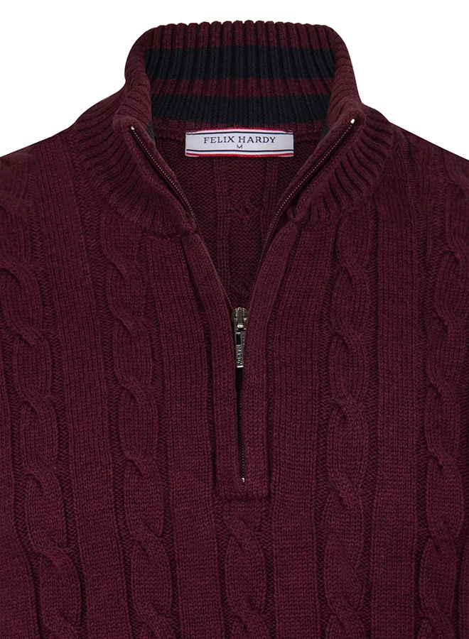 FELIX HARDY Cable Knit Half Zipper Pullover