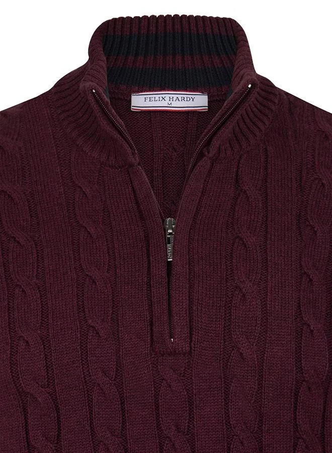 FELIX HARDY Cable Knit Half Zipper Pullover