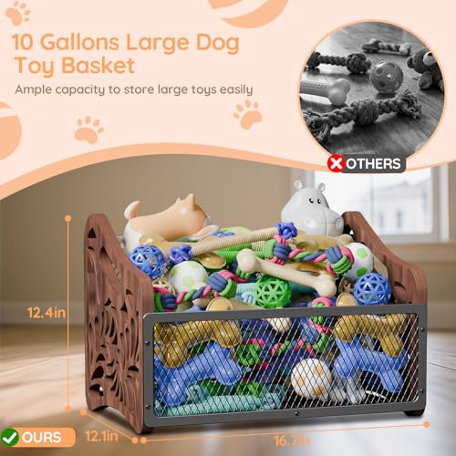 handrong Large Dog Toy Basket,Wood Dog Toy Box,Cat Toy Basket Box,Dogs Toys Storage Bin,Pet Toys Baskets for Living Room Outdoors Organizing Storage - Image 3