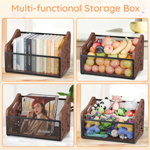 handrong Large Dog Toy Basket,Wood Dog Toy Box,Cat Toy Basket Box,Dogs Toys Storage Bin,Pet Toys Baskets for Living Room Outdoors Organizing Storage - Image 5
