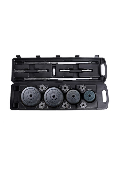 Sparnod Fitness 50kg Adjustable Dumbbell & Barbell Weight Set with 4 Rods and 14 Plates Dumbbells with Anti slip Grip, Barbell rod & Carry Case (SD-50)