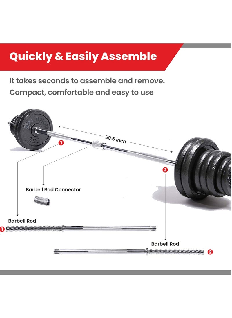 Sparnod Fitness - Sparnod Fitness 50kg Adjustable Dumbbell & Barbell Weight Set with 4 Rods and 14 Plates Dumbbells with Anti slip Grip, Barbell rod & Carry Case (SD-50) - Image 1