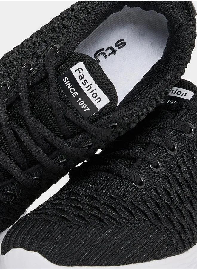 Styli Lace Up Comfort Woven Sneakers