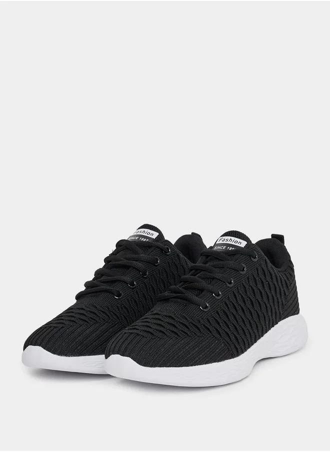 Styli Lace Up Comfort Woven Sneakers