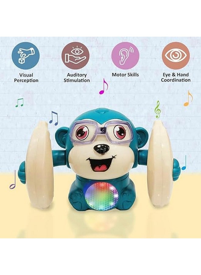 GENZ Dancing Monkey Musical Toy for Kids Baby Spinning Rolling Doll Tumble Toy with Voice Control Musical Light and Sound Effects with Sensor (Multicolor) - Image 2