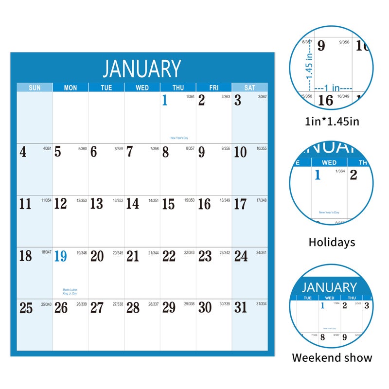 Artfan 2026 Dry Erase Calendar - Dry Erase Wall Calendar 2026, Yearly Wall Calendar, Jan. 2026 - Dec. 2026, 34.6" x 22.9", Wet & Dry Erase Laminated, Vertical/Horizontal, Reversible - Colorful - Image 3