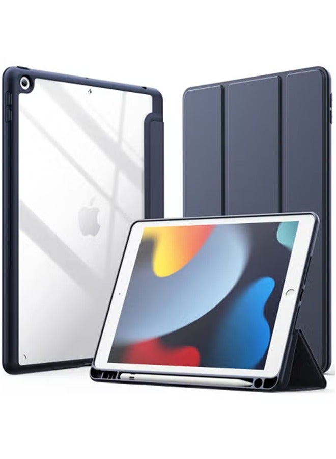 LCYLJGY Case for iPad 10.2-Inch (9th/8th/7th Generation 2021/2020/2019) with Pencil Holder Clear Transparent Back Shell Slim Stand Shockproof Tablet Cover Auto Wake/Sleep - Image 1