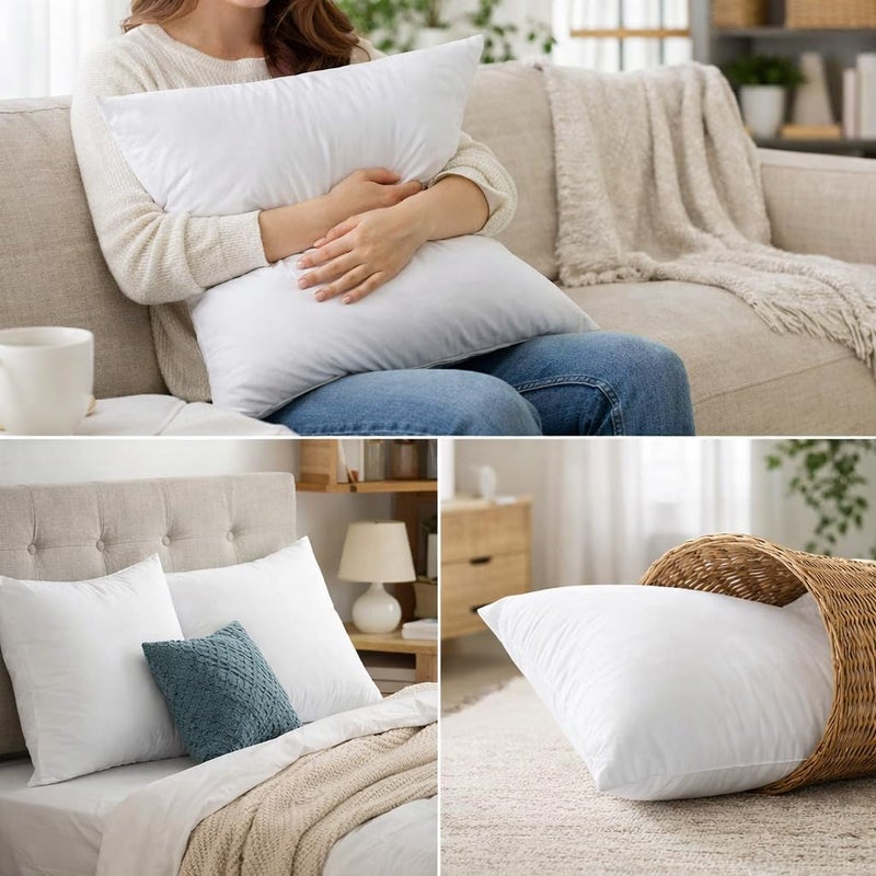 Qeils 18 x 18 Pillow Inserts Set of 2 White Throw Pillow Inserts with Soft Polyester Cover - Rectangle Square Interior Sofa Pillow Inserts Decorative Pillow Insert White Couch Pillow - Image 3