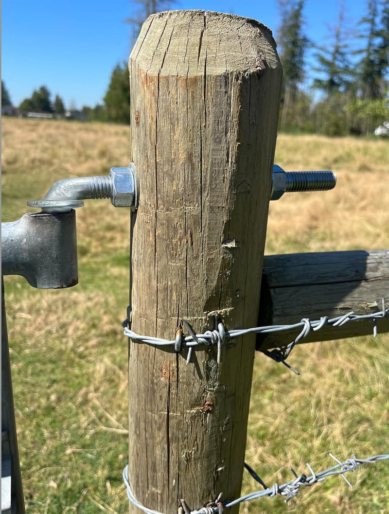 Firofend J-Bolt Gate Hinge, Hot-dip Galvanized J Bolt with 5/8" Gate Hinge. Farm Gate Hinges for Chain Link Fence Mostly Used in Frams, Back Yard, Frence Etc. Include Nut Washer (8"(4PCS)) - Image 3