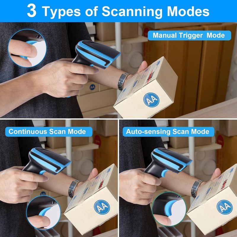 JRHC Barcode Scanner Wireless, 1D Laser Barcode Reader with Stand 2.4G Wireless & USB Wired Connection 2 in 1 Plug and Play Handheld Bar Code Scanners - Image 5